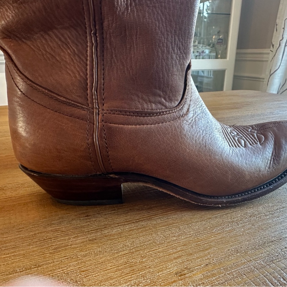 Vintage CODE WEST  Sz 8M Western Brown Cowboy Boots Made in USA Soft leather - Picture 6 of 10